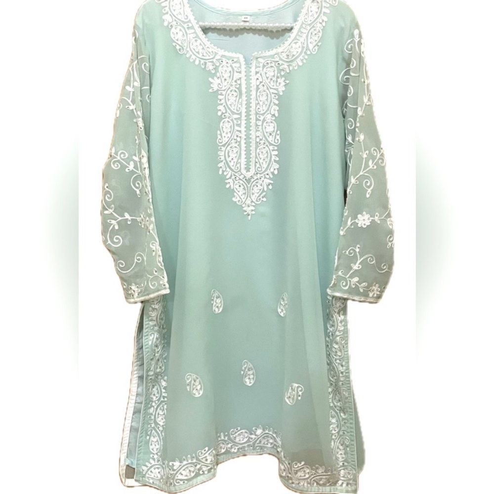 Mint Green Embroidered Tunic